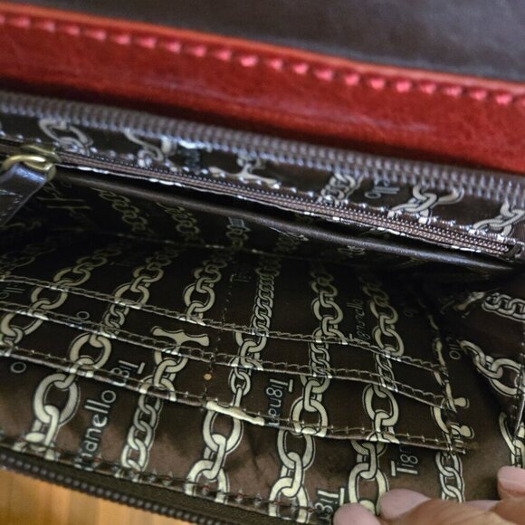 Tignanello 2 Tone Brown Red Leather Crossbody Bag - Picture 5 of 8